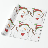 Love Heart Snowman Cadeaupapier (Uitgerold)