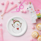 Love Heart Snowman Papieren Bordje (Feest)