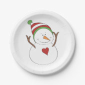 Love Heart Snowman Papieren Bordje (Voorkant)