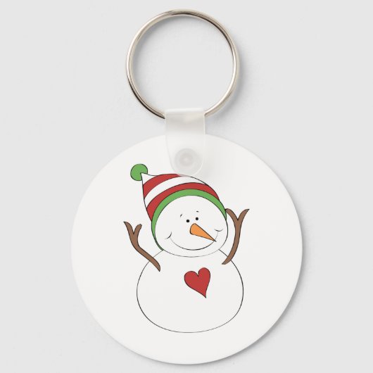 Love Heart Snowman Sleutelhanger (Voorkant)