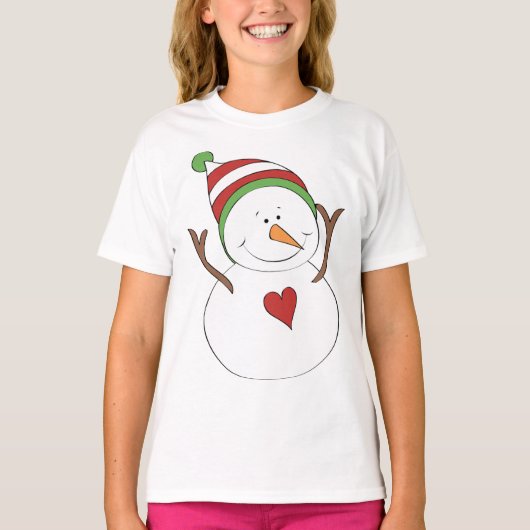 Love Heart Snowman T-shirt (Voorkant)