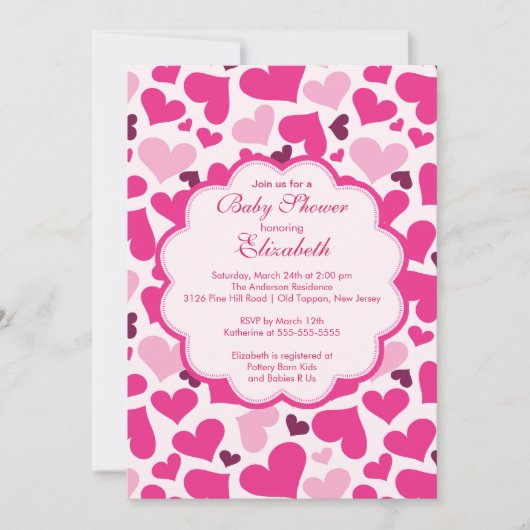 Love Heart Spring Baby shower Invitation Kaart (Voorkant)