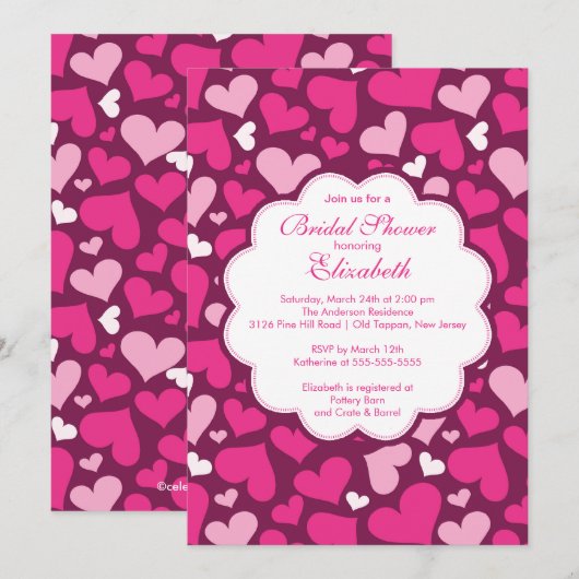 Love Heart Spring Bridal Shower Uitnodiging (Voorkant / Achterkant)