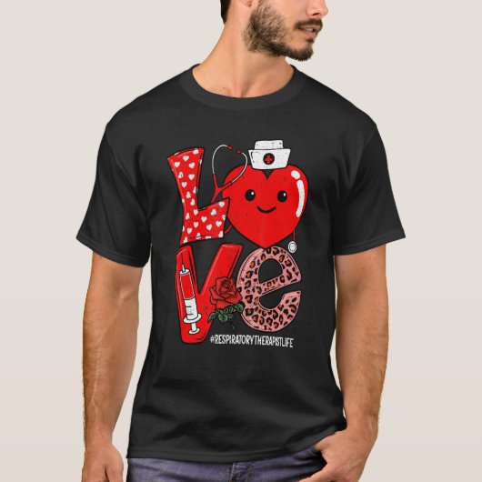 Love Heart Stethoscoop Respiratory Therapist Life T-shirt (Voorkant)