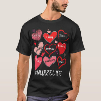Love Heart Stethoscope Nurse Life Nursing Valentin T-shirt