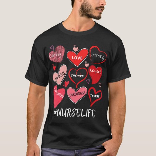 Love Heart Stethoscope Nurse Life Nursing Valentin T-shirt (Voorkant)