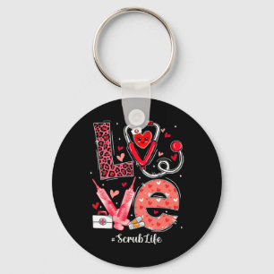 LOVE Heart Stethoscope Scrub Life Funny Nurse Vale Sleutelhanger