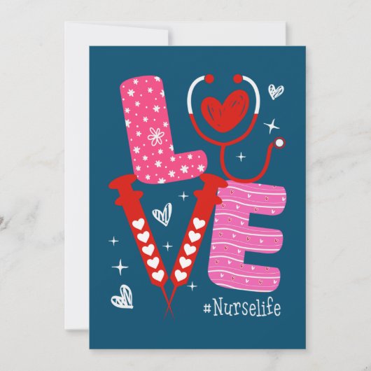 LOVE Heart Stethoscope Zurse Life Funny Nurse Feestdagenkaart (Voorkant)
