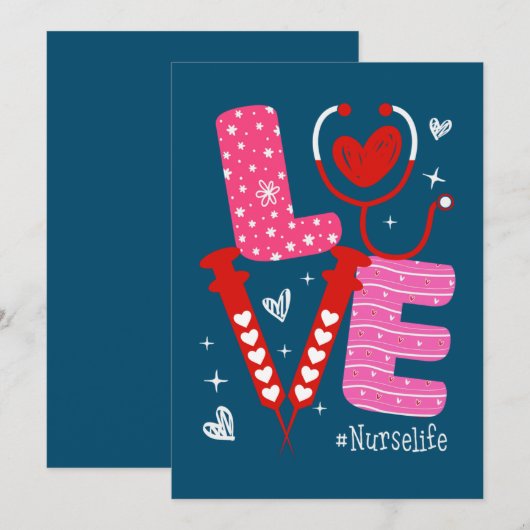 LOVE Heart Stethoscope Zurse Life Funny Nurse Feestdagenkaart (Voorkant / Achterkant)