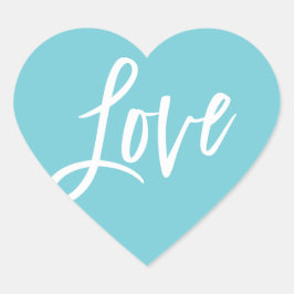 LOVE HEART stijlvolle handbeletterde aqua waterver Hart Sticker