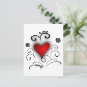 Love Heart Swirl - Red en Black with Effects Briefkaart (Staand voorkant)