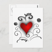 Love Heart Swirl - Red en Black with Effects Briefkaart (Voorkant / Achterkant)