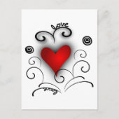 Love Heart Swirl - Red en Black with Effects Briefkaart (Voorkant)
