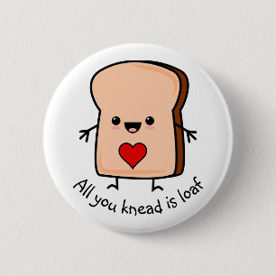 Love Heart Toast Bread Button