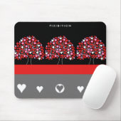 Love Heart Tree Red White Mousepad Muismat (Met muis)