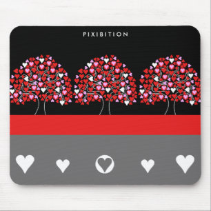 Love Heart Tree Red White Mousepad Muismat