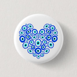 Love Heart Turkey Eye Pattern Ronde Button 3,2 Cm