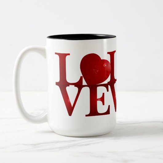 Love Heart Tweekleurige Koffiemok (Links)