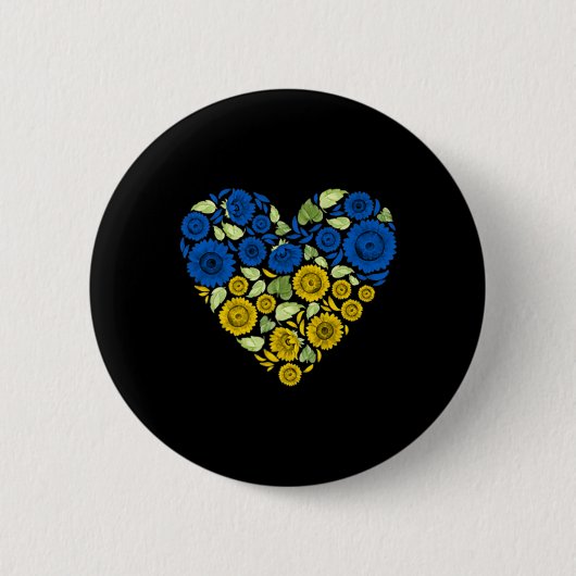 Love Heart Ukraine Sunflower Ukraine Peace for U Ronde Button 5,7 Cm (Voorkant)