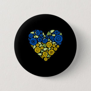 Love Heart Ukraine Sunflower Ukraine Peace for U Ronde Button 5,7 Cm