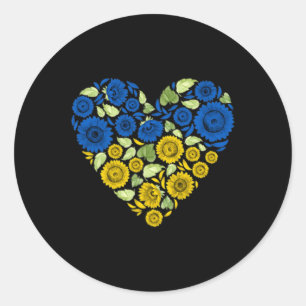 Love Heart Ukraine Sunflower Ukraine Peace for U Ronde Sticker