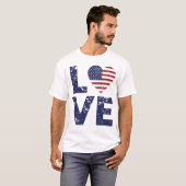 Love Heart USA, 4 juli, Amerika Flag, VS T-shirt (Voorkant volledig)