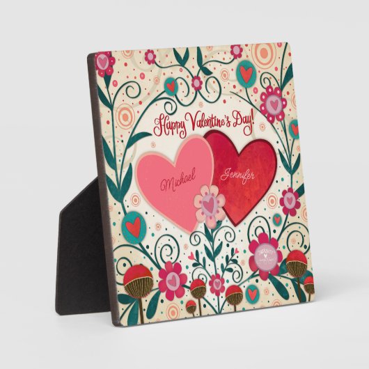 Love Heart Valentijn Gepersonaliseerd namen Fotoplaat (Voorkant)