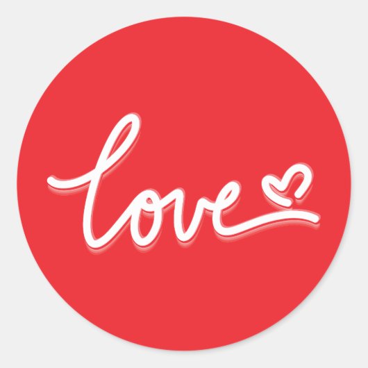 Love Heart Valentijns Ronde Sticker (Voorkant)