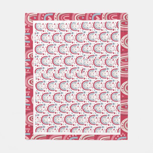 Love Heart Valentijnsdag Rainbow Fleece Deken (Voorkant)