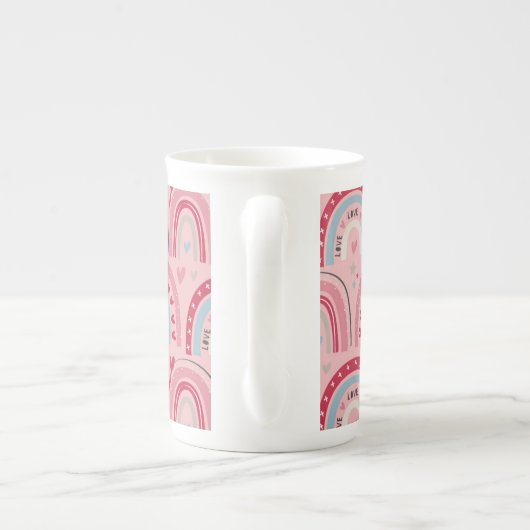 Love Heart Valentijnsdag Rainbow Porselein Kop (Achterkant)