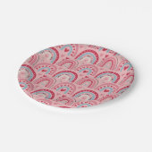 Love Heart Valentijnsdag Rainbow Round Papieren Bordje (Gekanteld)