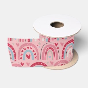 Love Heart Valentijnsdag Rainbow Satijnen Lint