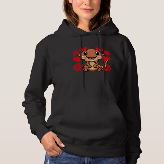 Love Heart Valentine's Day Roses Bearded Dragon Bo Hoodie (Voorkant)
