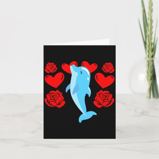 Love Heart Valentines Day Roses Dolphin Boys Kids Kaart (Voorkant)