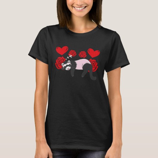 Love Heart Valentine's Day Roses Ferrets Boys Kids T-shirt (Voorkant)