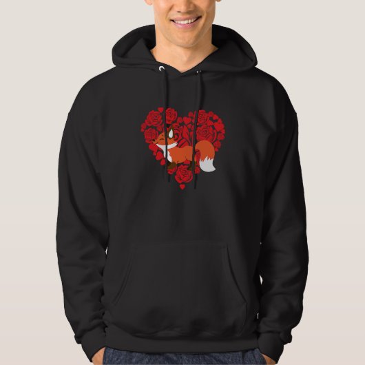 Love Heart Valentine's Day Roses Fox Boys Kids Hoodie (Voorkant)