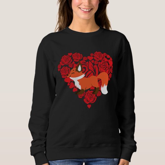 Love Heart Valentine's Day Roses Fox Boys Kids Trui (Voorkant)