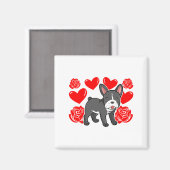 Love Heart Valentines Day Roses French Bulldog Bo  Magneet (Voorkant / Achterkant)