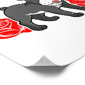 Love Heart Valentines Day Roses French Bulldog Bo  Poster (Hoek)
