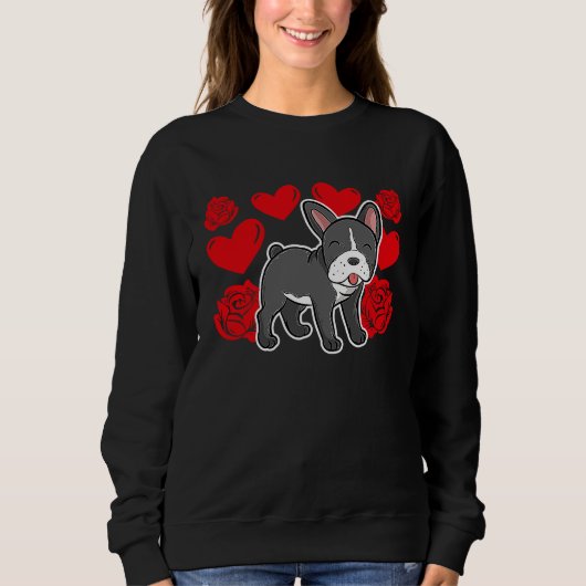 Love Heart Valentine's Day Roses French Bulldog Bo Trui (Voorkant)