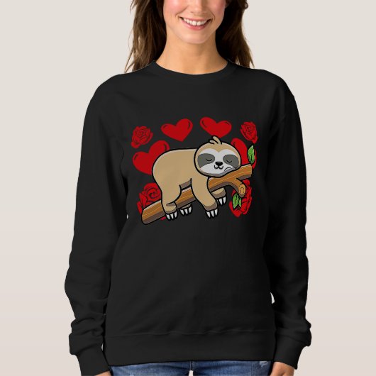 Love Heart Valentine's Day Roses Sloth Boys Kids Trui (Voorkant)