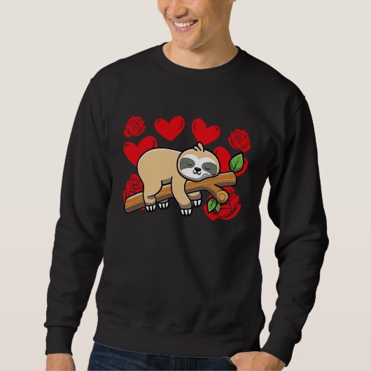 Love Heart Valentine's Day Roses Sloth Boys Kids Trui (Voorkant)