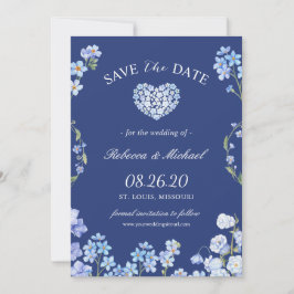 Love Heart Vergeet me Nots Floral Save the Date