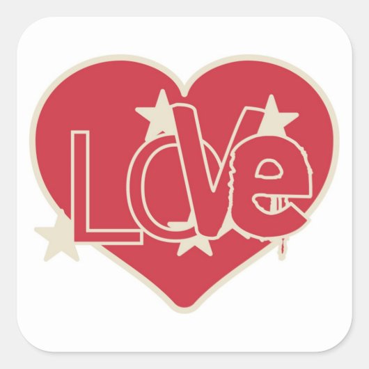 LOVE HEART VIERKANTE STICKER (Voorkant)