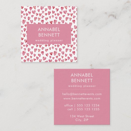Love Heart Wedding Planner Vierkante Visitekaartje (Voorkant / Achterkant)