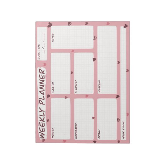 Love Heart Weekly Planner Notitieblok (Linkerzijde)