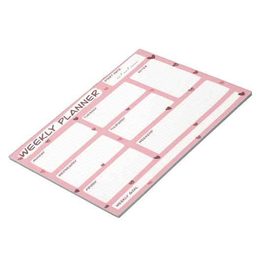 Love Heart Weekly Planner Notitieblok (Schuin)