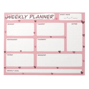 Love Heart Wekelijkse Planner Notitieblok
