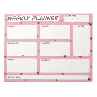 Love Heart Wekelijkse Planner  Notitieblok