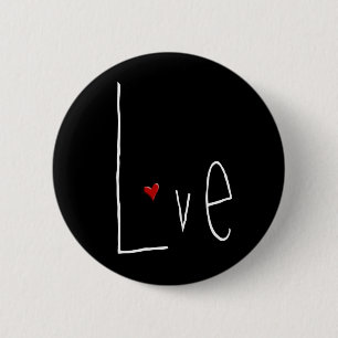 Love Heart White Button